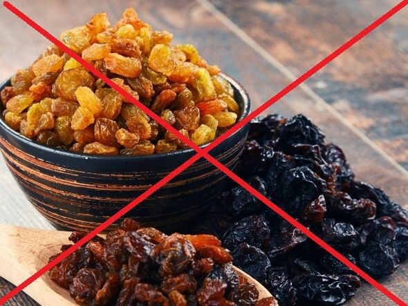You can not eat plums and raisins